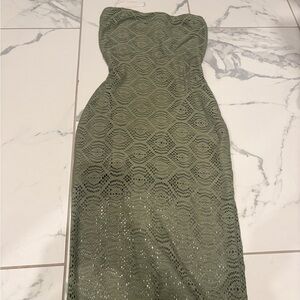 Windsor Olive Strapless Lace Dress